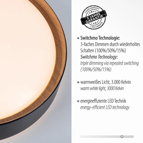 LED-Deckenleuchte Emilia - Polycarbonat - 1-flammig - Schwarz - Image 6