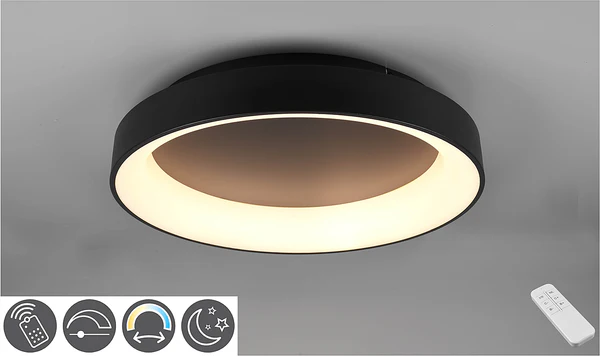 LED-Deckenleuchte Girona - Polyacryl / Eisen - 1-flammig - Schwarz - Durchmesser: 60 cm - Image 4