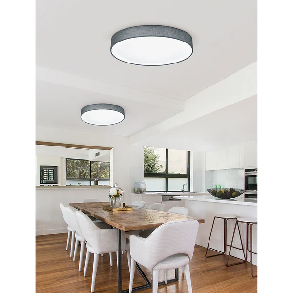 LED-Deckenleuchte Lugano I - Mischgewebe / Nickel - 1-flammig - Grau - Durchmesser: 40 cm - Image 2