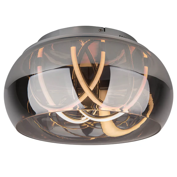 LED-Deckenleuchte Malou - Rauchglas / Aluminium - 3-flammig