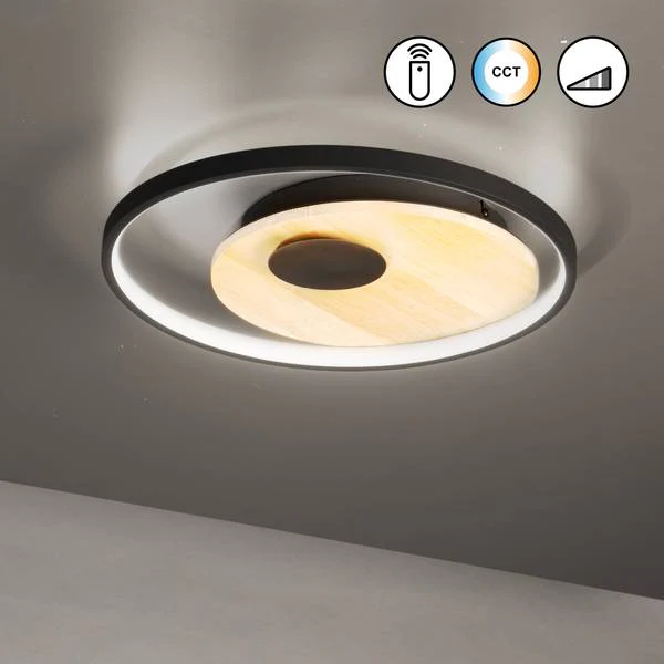 LED-Deckenleuchte Marit - Eisen, lackiert<br>Eiche Massiv - Schwarz - 1-flammig - Image 3