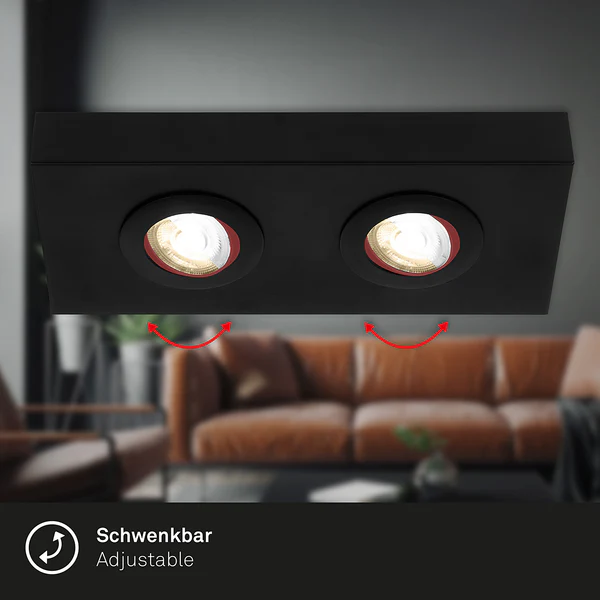 LED-Deckenleuchte Morco 2-flammig - Aluminium - Schwarz - Image 6