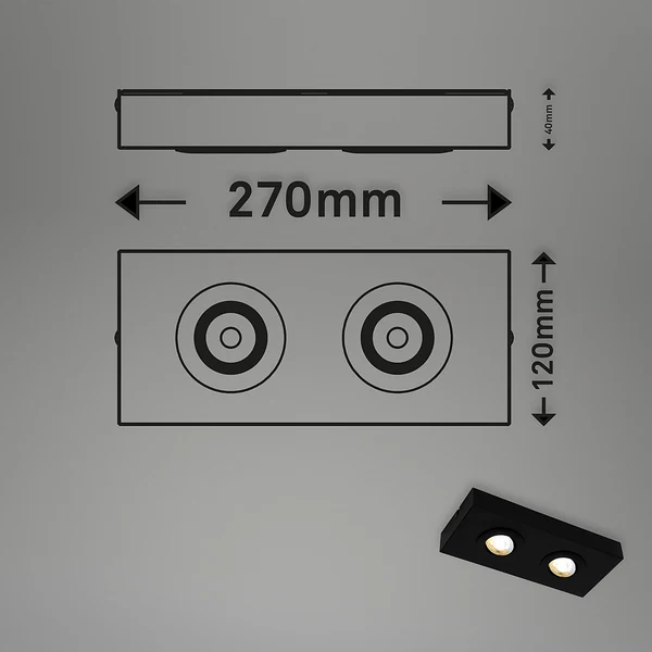 LED-Deckenleuchte Morco 2-flammig - Aluminium - Schwarz - Image 8
