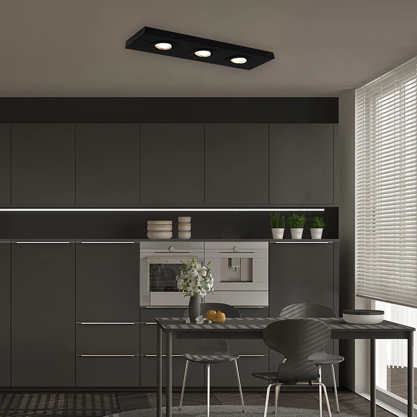 LED-Deckenleuchte Morco 3-flammig - Aluminium - Schwarz - Image 2