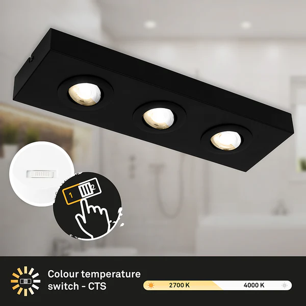 LED-Deckenleuchte Morco 3-flammig - Aluminium - Schwarz - Image 4