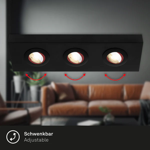 LED-Deckenleuchte Morco 3-flammig - Aluminium - Schwarz - Image 5