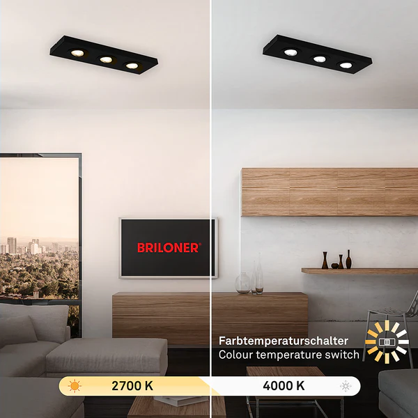 LED-Deckenleuchte Morco 3-flammig - Aluminium - Schwarz - Image 7