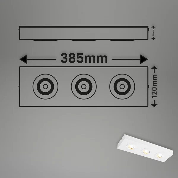 LED-Deckenleuchte Morco 3-flammig - Aluminium - Weiß - Image 8