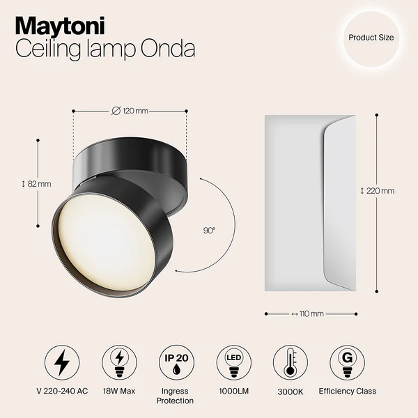 LED-Deckenleuchte Onda Typ C - Aluminium - 1-flammig - Image 6