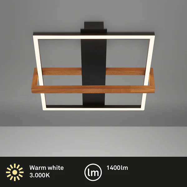 LED-Deckenleuchte Seramena - Aluminium / Eiche Massiv - Schwarz - 33 x 35 cm - Flammenanzahl: 1 - Image 4