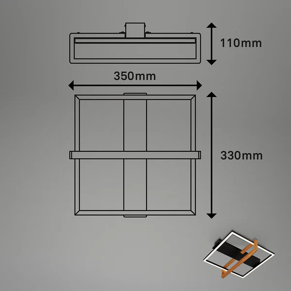 LED-Deckenleuchte Seramena - Aluminium / Eiche Massiv - Schwarz - 33 x 35 cm - Flammenanzahl: 1 - Image 5