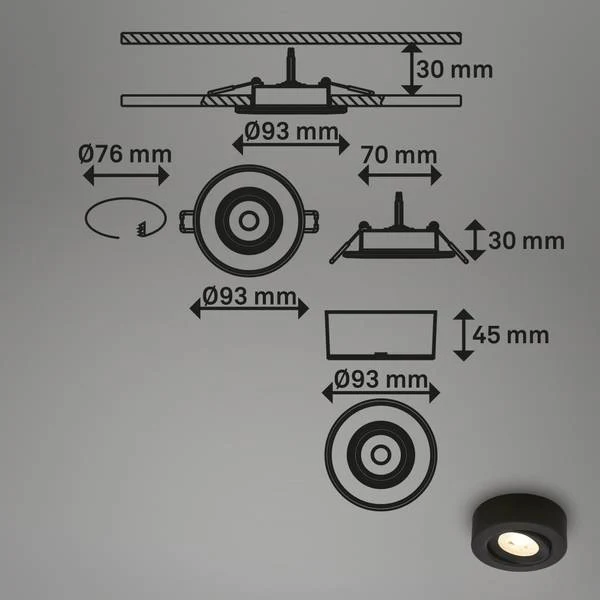 LED Ein- & Aufbauleuchte Desi Typ B - Schwarz - Image 4