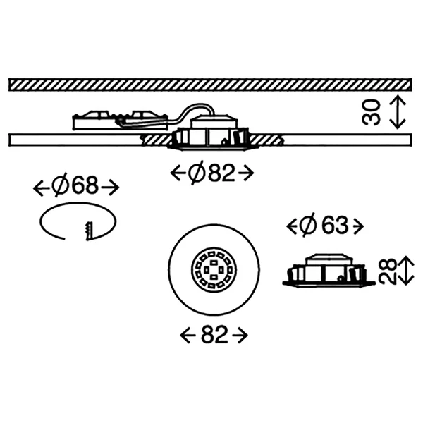 LED-Einbauleuchte Attach Dim - Polycarbonat / Eisen - 3-flammig - Image 8