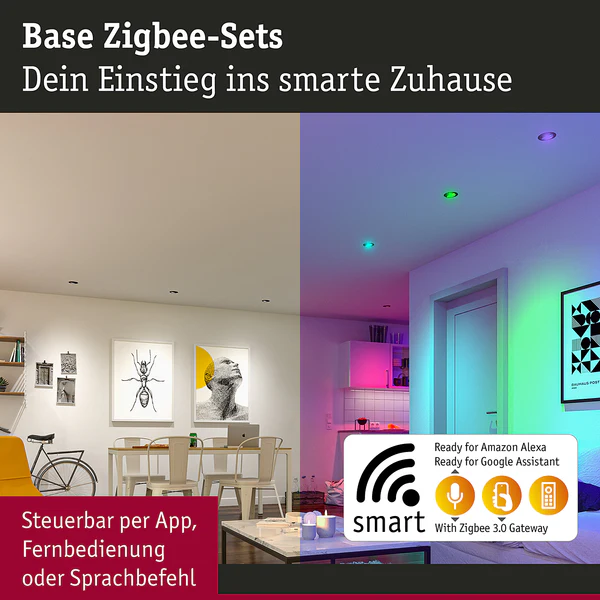 LED-Einbauleuchte Coin 3er-Set RGBW - Metall - Schwarz - 1-flammig - Schwarz - Image 6