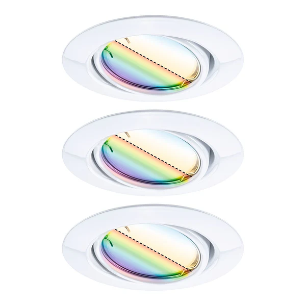 LED-Einbauleuchte Coin 3er-Set RGBW - Metall - Weiß - 1-flammig - Weiß