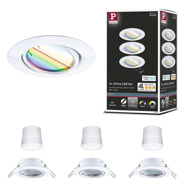 LED-Einbauleuchte Coin 3er-Set RGBW - Metall - Weiß - 1-flammig - Weiß - Image 6