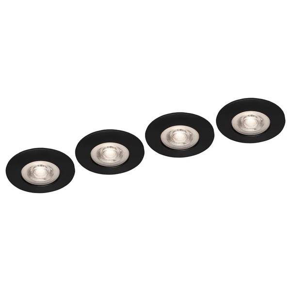 LED-Einbauleuchte Kulana IV (4er Set) - Nylon - 4-flammig - Schwarz