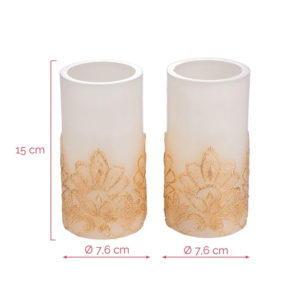 LED-Kerze Cosy Charm 2er-Set - Wachs - Gold / Weiß - Image 7