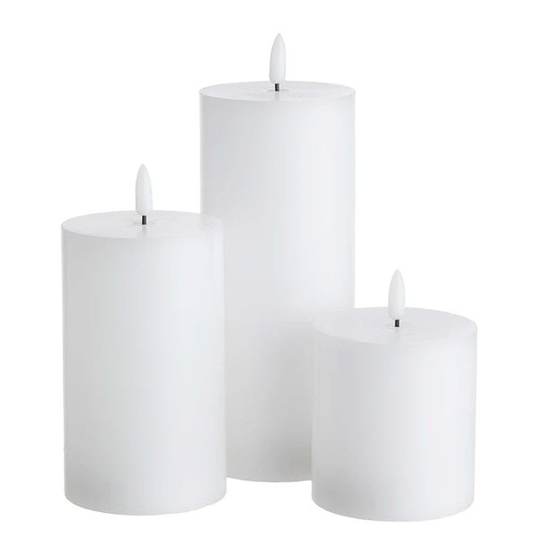 LED-Kerzen NORDIC LIGHT 3er-Set - Wachs - Weiß - Weiß