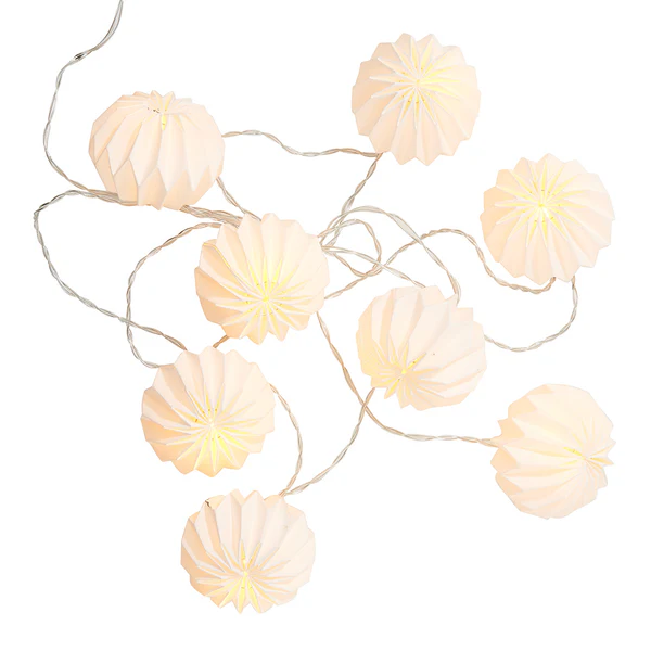 LED-Lampion-Lichterkette HANAMI - Kupfer / Polyester - Weiß - Weiß