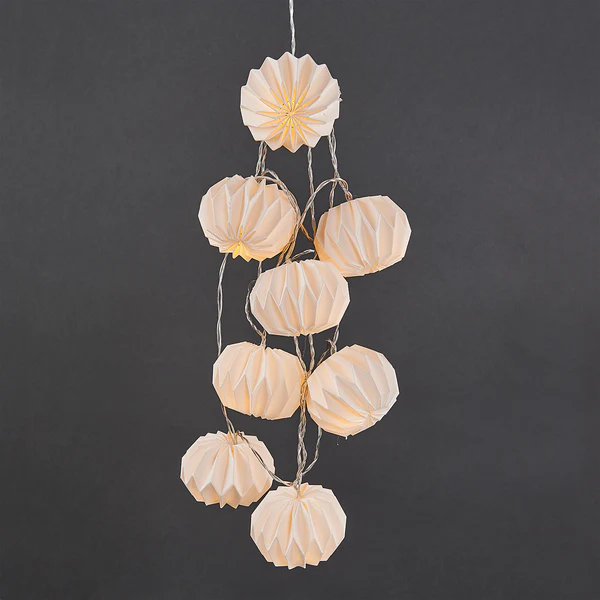 LED-Lampion-Lichterkette HANAMI - Kupfer / Polyester - Weiß - Weiß - Image 7