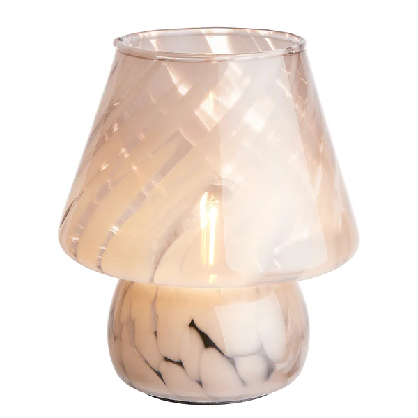 LED-Leuchte MISS MARBLE - Farbglas - Weiß - Beige - Höhe: 17 cm