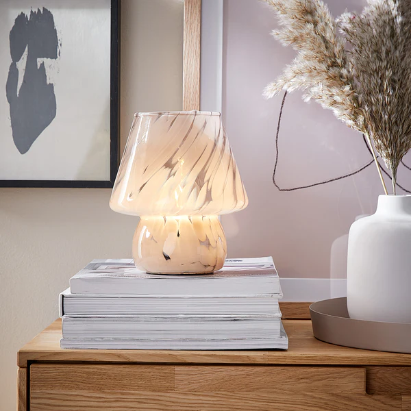 LED-Leuchte MISS MARBLE - Farbglas - Weiß - Beige - Höhe: 17 cm - Image 2