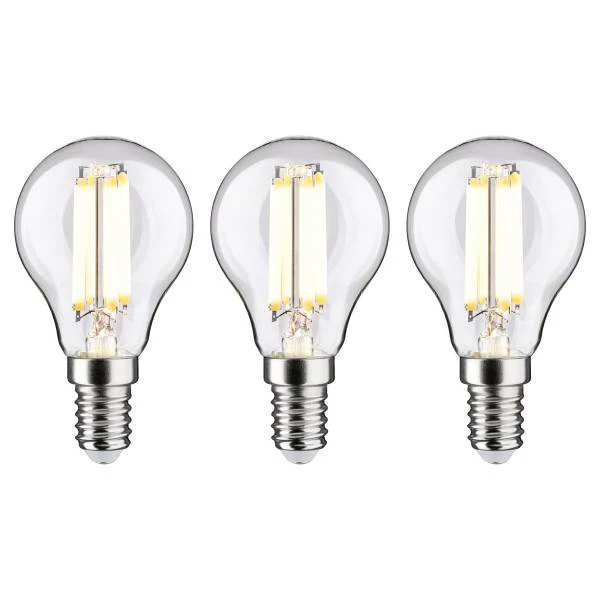 LED-Leuchtmittel Eco-Line Tropfen - Klarglas - Transparent - 3er Set - Warmweiß