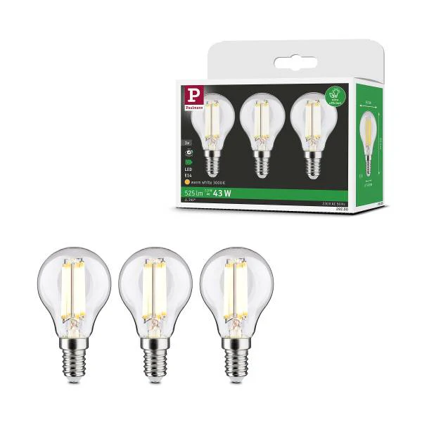 LED-Leuchtmittel Eco-Line Tropfen - Klarglas - Transparent - 3er Set - Warmweiß - Image 3