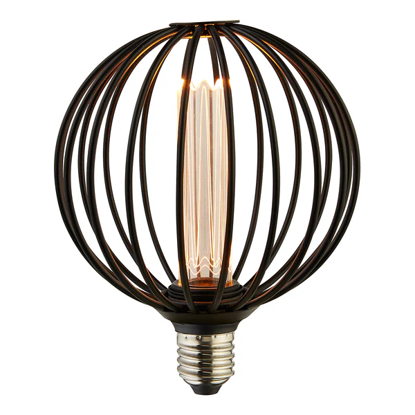 LED-Leuchtmittel Globe - Klarglas / Stahl - Schwarz