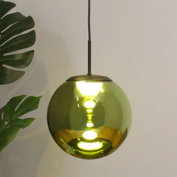 LED-Pendelleuchte Altair - Klarglas / Aluminium - Grün / Gelb - Flammenanzahl: 1
