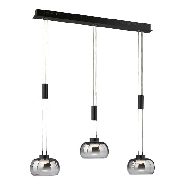 LED-Pendelleuchte Arosa - Eisen / Rauchglas - Rauchschwarz - Flammenanzahl: 3 - Image 3