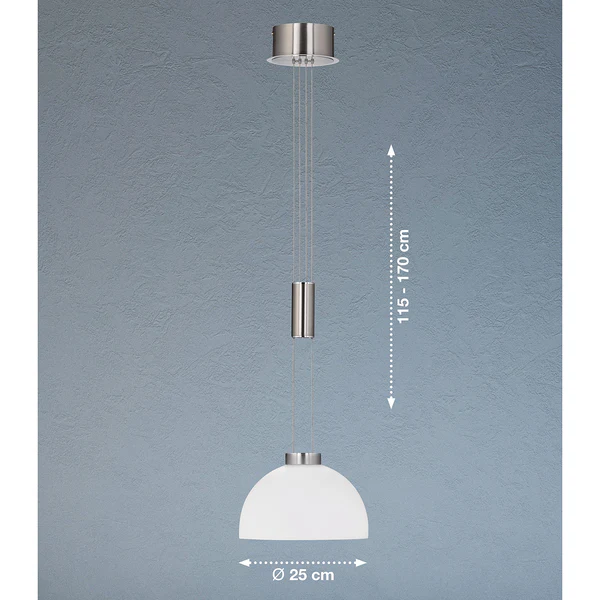 LED-Pendelleuchte Avignon I - Milchglas / Eisen - 1-flammig - Matt Silber - Image 7