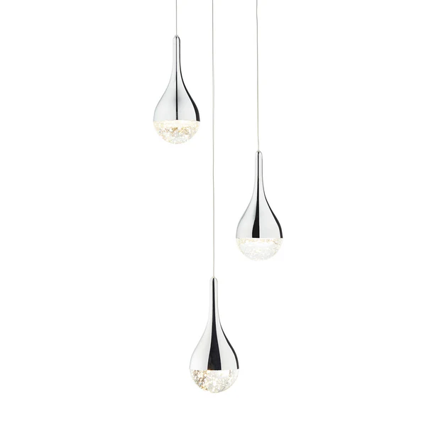 LED-Pendelleuchte Frizzante - Glas / Stahl - Flammenanzahl: 3