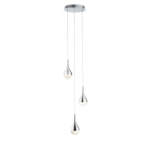 LED-Pendelleuchte Frizzante - Glas / Stahl - Flammenanzahl: 3 - Image 2