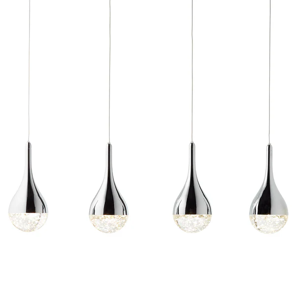 LED-Pendelleuchte Frizzante - Glas / Stahl - Flammenanzahl: 4