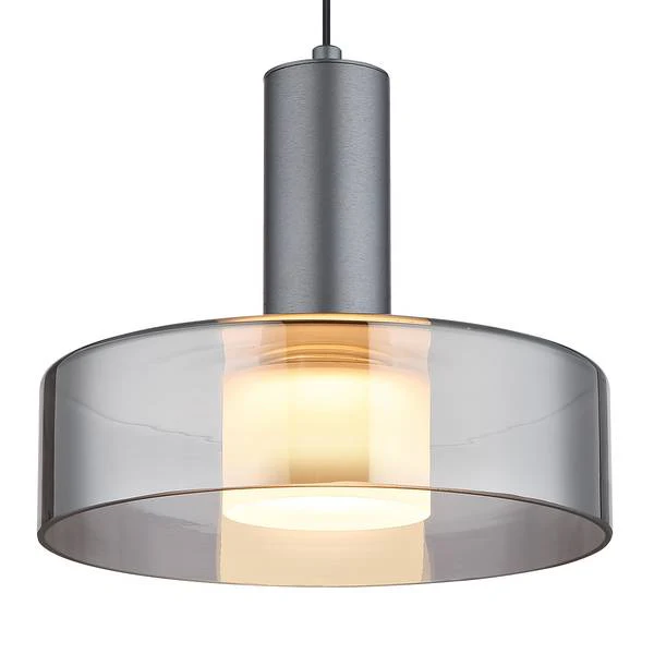 LED-Pendelleuchte Grant - Rauchglas / Aluminium - Flammenanzahl: 1 - Image 5