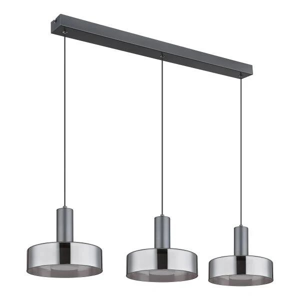 LED-Pendelleuchte Grant - Rauchglas / Aluminium - Flammenanzahl: 3 - Image 4