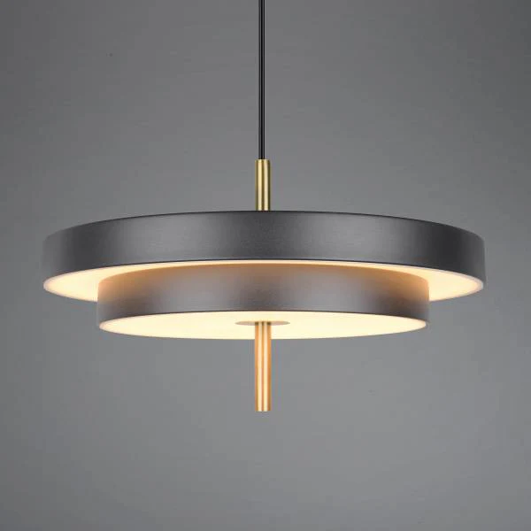 LED-Pendelleuchte Keaton - Polycarbonat / Eisen - 1-flammig - Schwarz - Durchmesser: 40 cm