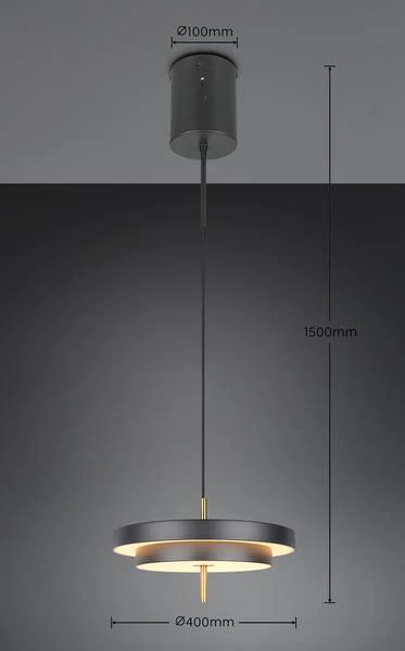 LED-Pendelleuchte Keaton - Polycarbonat / Eisen - 1-flammig - Schwarz - Durchmesser: 40 cm - Image 10