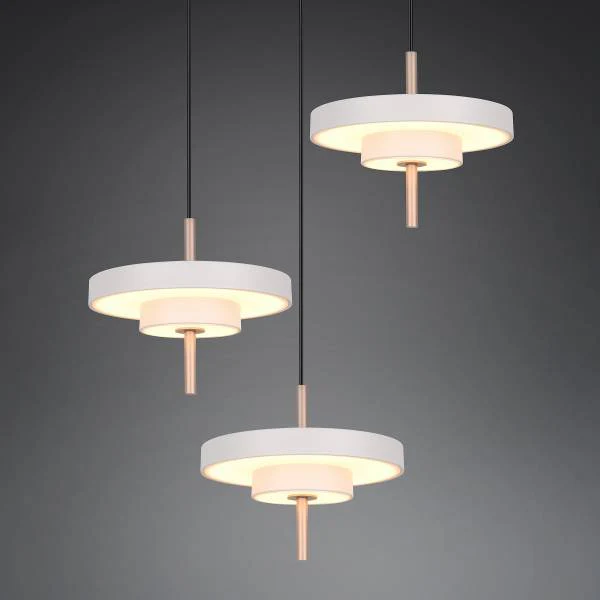 LED-Pendelleuchte Keaton rund - Polycarbonat / Eisen - 3-flammig - Grau