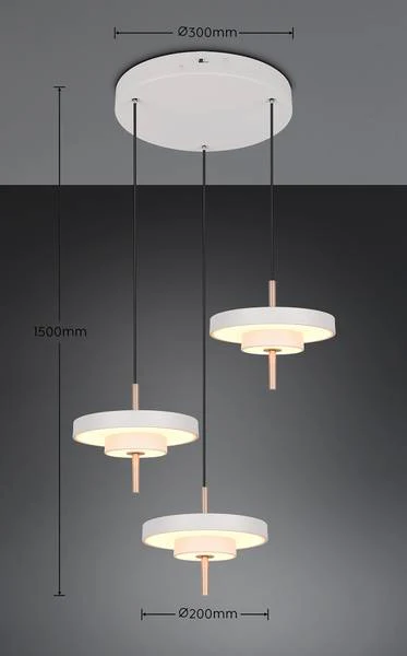 LED-Pendelleuchte Keaton rund - Polycarbonat / Eisen - 3-flammig - Grau - Image 10