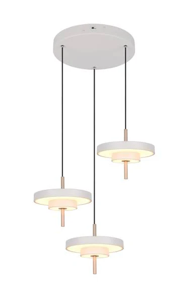LED-Pendelleuchte Keaton rund - Polycarbonat / Eisen - 3-flammig - Grau - Image 2