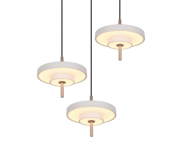 LED-Pendelleuchte Keaton rund - Polycarbonat / Eisen - 3-flammig - Grau - Image 5
