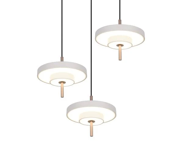 LED-Pendelleuchte Keaton rund - Polycarbonat / Eisen - 3-flammig - Grau - Image 6