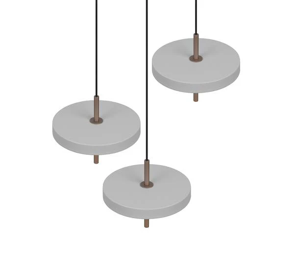 LED-Pendelleuchte Keaton rund - Polycarbonat / Eisen - 3-flammig - Grau - Image 7