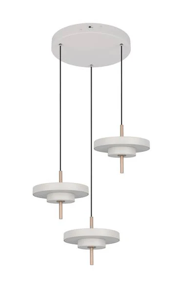 LED-Pendelleuchte Keaton rund - Polycarbonat / Eisen - 3-flammig - Grau - Image 8