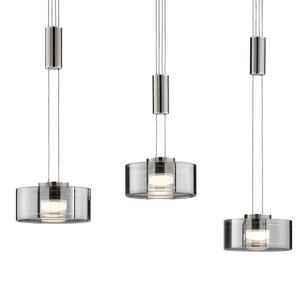 LED-Pendelleuchte Lavin - Eisen - Nickel - 3-flammig - Flammenanzahl: 3