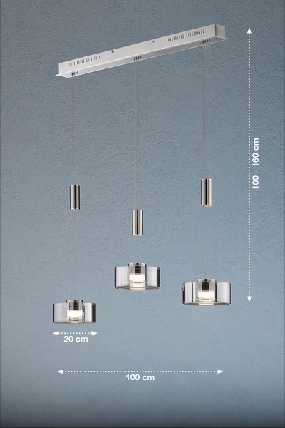 LED-Pendelleuchte Lavin - Eisen - Nickel - 3-flammig - Flammenanzahl: 3 - Image 3