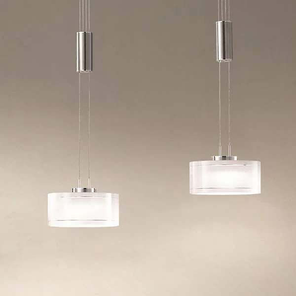 LED-Pendelleuchte Lavin - Eisen / Opalglas - Weiß / Nickel - Flammenanzahl: 2